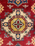 27800-Kazak Hand-Knotted/Handmade Afghan Rug/Carpet Tribal/Nomadic Authentic/ Size: 6'5" x 2'6"/196m x 76cm