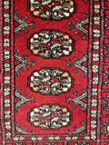 27621-Bokhara Hand-Knotted/Handmade Pakistani Rug/Carpet Tribal/Nomadic Authentic/ Size: 6'1" x 2'1"/185cm ×64cm