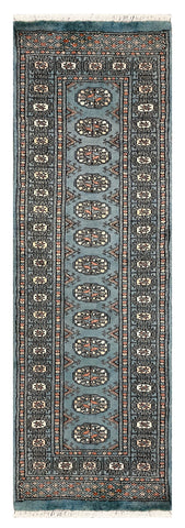27637-Bokhara Hand-Knotted/Handmade Pakistani Rug/Carpet Tribal/Nomadic Authentic/ Size: 6'2" x 2'1"/188cm ×64cm