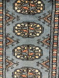 27637-Bokhara Hand-Knotted/Handmade Pakistani Rug/Carpet Tribal/Nomadic Authentic/ Size: 6'2" x 2'1"/188cm ×64cm