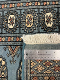 27637-Bokhara Hand-Knotted/Handmade Pakistani Rug/Carpet Tribal/Nomadic Authentic/ Size: 6'2" x 2'1"/188cm ×64cm