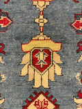 27803-Kazak Hand-Knotted/Handmade Afghan Rug/Carpet Tribal/Nomadic Authentic/ Size: 6'5" x 2'7"/196m x 79cm