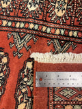 27631-Bokhara Hand-Knotted/Handmade Pakistani Rug/Carpet Tribal/Nomadic Authentic/ Size: 5'8" x 2'2"/173cm ×66cm