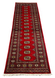 27601-Bokhara Hand-Knotted/Handmade Pakistani Rug/Carpet Tribal/Nomadic Authentic/ Size: 8'0" x 2'6"/244 cm × 76 cm