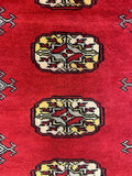 27601-Bokhara Hand-Knotted/Handmade Pakistani Rug/Carpet Tribal/Nomadic Authentic/ Size: 8'0" x 2'6"/244 cm × 76 cm