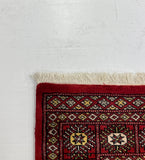 27601-Bokhara Hand-Knotted/Handmade Pakistani Rug/Carpet Tribal/Nomadic Authentic/ Size: 8'0" x 2'6"/244 cm × 76 cm