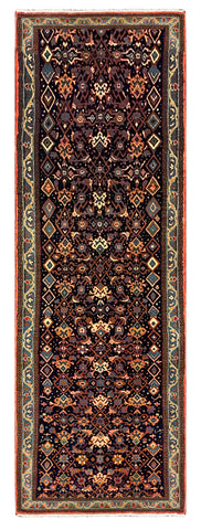 27441-Hamadan Hand-Knotted/Handmade Persian Rug/Carpet Tribal/Nomadic Authentic/ Size: 9'9" x 3'1"/297cm x 94cm