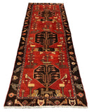 27435-Hamadan Hand-Knotted/Handmade Persian Rug/Carpet Tribal/Nomadic Authentic/ Size: 9'4" x 3'4"/284cm x 102cm