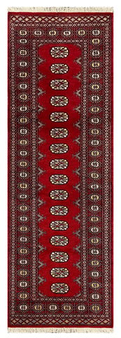 27606-Bokhara Hand-Knotted/Handmade Pakistani Rug/Carpet Tribal/Nomadic Authentic/ Size: 8'1" x 2'6"/246 cm × 76 cm