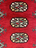 27606-Bokhara Hand-Knotted/Handmade Pakistani Rug/Carpet Tribal/Nomadic Authentic/ Size: 8'1" x 2'6"/246 cm × 76 cm