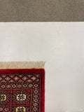 27606-Bokhara Hand-Knotted/Handmade Pakistani Rug/Carpet Tribal/Nomadic Authentic/ Size: 8'1" x 2'6"/246 cm × 76 cm