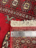 27606-Bokhara Hand-Knotted/Handmade Pakistani Rug/Carpet Tribal/Nomadic Authentic/ Size: 8'1" x 2'6"/246 cm × 76 cm