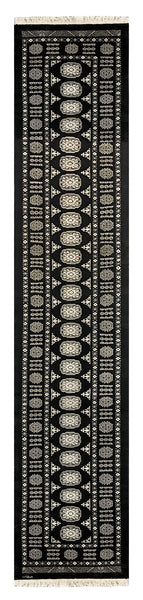 27597-Bokhara Hand-Knotted/Handmade Pakistani Rug/Carpet Tribal/Nomadic Authentic/ Size: 11'9" x 2'4"/358 cm × 71 cm
