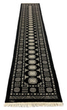27597-Bokhara Hand-Knotted/Handmade Pakistani Rug/Carpet Tribal/Nomadic Authentic/ Size: 11'9" x 2'4"/358 cm × 71 cm