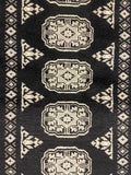 27597-Bokhara Hand-Knotted/Handmade Pakistani Rug/Carpet Tribal/Nomadic Authentic/ Size: 11'9" x 2'4"/358 cm × 71 cm