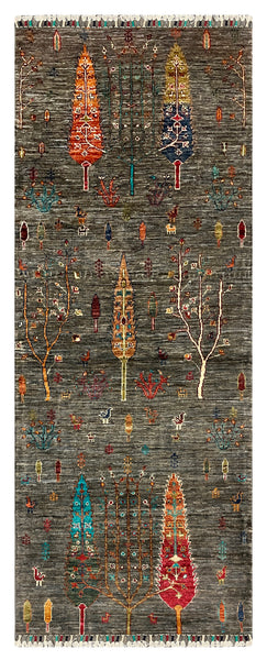 27789-Chobi Ziegler Handmade/Hand-knotted Afghan Rug/Carpet Tribal/Nomadic Authentic/ Size: 6'5" x 2'5" / 196cm x 74cm