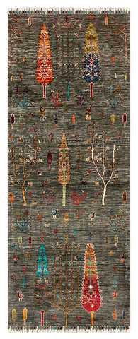 27789-Chobi Ziegler Handmade/Hand-knotted Afghan Rug/Carpet Tribal/Nomadic Authentic/ Size: 6'5" x 2'5" / 196cm x 74cm