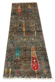 27789-Chobi Ziegler Handmade/Hand-knotted Afghan Rug/Carpet Tribal/Nomadic Authentic/ Size: 6'5" x 2'5" / 196cm x 74cm