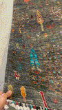 27789-Chobi Ziegler Handmade/Hand-knotted Afghan Rug/Carpet Tribal/Nomadic Authentic/ Size: 6'5" x 2'5" / 196cm x 74cm