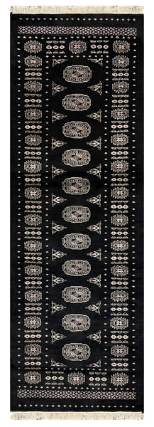 27608-Bokhara Hand-Knotted/Handmade Pakistani Rug/Carpet Tribal/Nomadic Authentic/ Size: 7'9" x 2'6"/236 cm × 76 cm