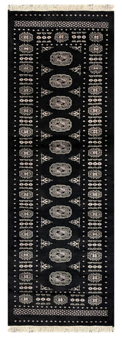 27608-Bokhara Hand-Knotted/Handmade Pakistani Rug/Carpet Tribal/Nomadic Authentic/ Size: 7'9" x 2'6"/236 cm × 76 cm