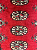 27605-Bokhara Hand-Knotted/Handmade Pakistani Rug/Carpet Tribal/Nomadic Authentic/ Size: 7'7" x 2'6"/231 cm × 76 cm