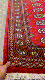 27605-Bokhara Hand-Knotted/Handmade Pakistani Rug/Carpet Tribal/Nomadic Authentic/ Size: 7'7" x 2'6"/231 cm × 76 cm