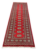 27604-Bokhara Hand-Knotted/Handmade Pakistani Rug/Carpet Tribal/Nomadic Authentic/ Size: 7'9" x 2'6"/236 cm × 76 cm