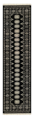 27598-Bokhara Hand-Knotted/Handmade Pakistani Rug/Carpet Tribal/Nomadic Authentic/ Size: 9'9" x 2'5"/297 cm × 74 cm