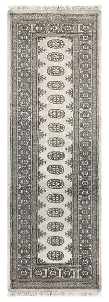 27607-Bokhara Hand-Knotted/Handmade Pakistani Rug/Carpet Tribal/Nomadic Authentic/ Size: 7'9" x 2'6"/236 cm × 76 cm