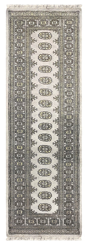 27607-Bokhara Hand-Knotted/Handmade Pakistani Rug/Carpet Tribal/Nomadic Authentic/ Size: 7'9" x 2'6"/236 cm × 76 cm