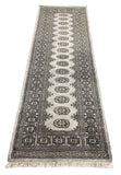 27607-Bokhara Hand-Knotted/Handmade Pakistani Rug/Carpet Tribal/Nomadic Authentic/ Size: 7'9" x 2'6"/236 cm × 76 cm