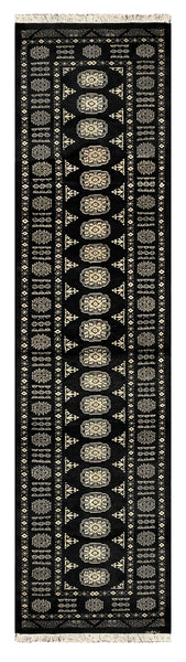 27599-Bokhara Hand-Knotted/Handmade Pakistani Rug/Carpet Tribal/Nomadic Authentic/ Size: 10'0" x 2'6"/305 cm × 76 cm