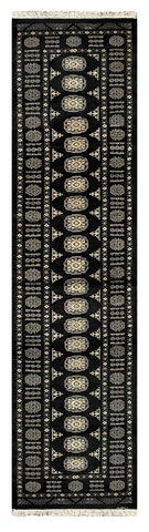 27599-Bokhara Hand-Knotted/Handmade Pakistani Rug/Carpet Tribal/Nomadic Authentic/ Size: 10'0" x 2'6"/305 cm × 76 cm