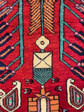 27437-Hamadan Hand-Knotted/Handmade Persian Rug/Carpet Tribal/Nomadic Authentic/ Size: 9'6" x 3'4"/290cm x 102cm