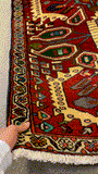 27437-Hamadan Hand-Knotted/Handmade Persian Rug/Carpet Tribal/Nomadic Authentic/ Size: 9'6" x 3'4"/290cm x 102cm