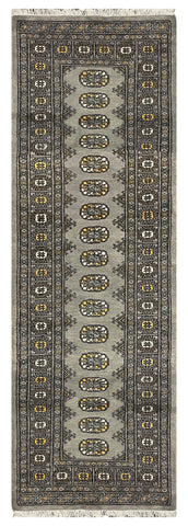 27602-Bokhara Hand-Knotted/Handmade Pakistani Rug/Carpet Tribal/Nomadic Authentic/ Size: 7'10" x 2'6"/239 cm × 76 cm