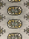 27603-Bokhara Hand-Knotted/Handmade Pakistani Rug/Carpet Tribal/Nomadic Authentic/ Size: 8'1" x 2'6"/246 cm × 76 cm