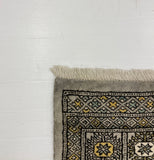 27602-Bokhara Hand-Knotted/Handmade Pakistani Rug/Carpet Tribal/Nomadic Authentic/ Size: 7'10" x 2'6"/239 cm × 76 cm