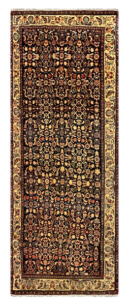 27456-Hamadan Hand-Knotted/Handmade Persian Rug/Carpet Tribal/Nomadic Authentic/ Size: 9'3" x 3'4"/282cm x 102cm