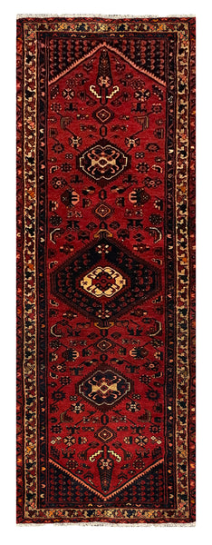 27457-Hamadan Hand-Knotted/Handmade Persian Rug/Carpet Tribal/Nomadic Authentic/ Size: 9'10" x 3'4"/300cm x 102cm