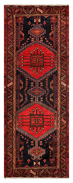27460-Hamadan Hand-Knotted/Handmade Persian Rug/Carpet Tribal/Nomadic Authentic/ Size: 9'9" x 3'7"/297cm x 109cm