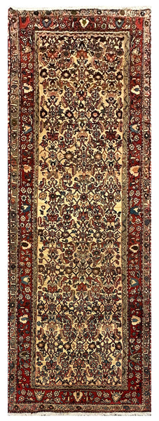 27432-Hamadan Hand-Knotted/Handmade Persian Rug/Carpet Tribal/Nomadic Authentic/ Size: 9'10" x 3'4"/300cm x 102cm