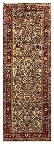 27432-Hamadan Hand-Knotted/Handmade Persian Rug/Carpet Tribal/Nomadic Authentic/ Size: 9'10" x 3'4"/300cm x 102cm