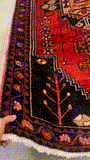 27443-Hamadan Hand-Knotted/Handmade Persian Rug/Carpet Tribal/Nomadic Authentic/ Size: 9'8" x 3'4"/295cm x 102cm