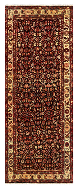 27428-Hamadan Hand-Knotted/Handmade Persian Rug/Carpet Tribal/Nomadic Authentic/ Size: 9'2" x 3'4"/279cm x 102cm