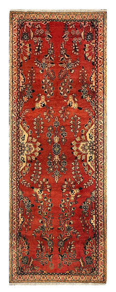27461-Hamadan Hand-Knotted/Handmade Persian Rug/Carpet Tribal/Nomadic Authentic/ Size: 9'0" x 3'2"/274cm x 97cm