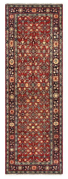 27431-Hamadan Hand-Knotted/Handmade Persian Rug/Carpet Tribal/Nomadic Authentic/ Size: 10'3" x 3'2"/312cm x 97cm