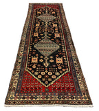 27433-Hamadan Hand-Knotted/Handmade Persian Rug/Carpet Tribal/Nomadic Authentic/ Size: 9'8" x 3'3"/295cm x 99cm