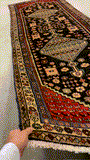 27433-Hamadan Hand-Knotted/Handmade Persian Rug/Carpet Tribal/Nomadic Authentic/ Size: 9'8" x 3'3"/295cm x 99cm
